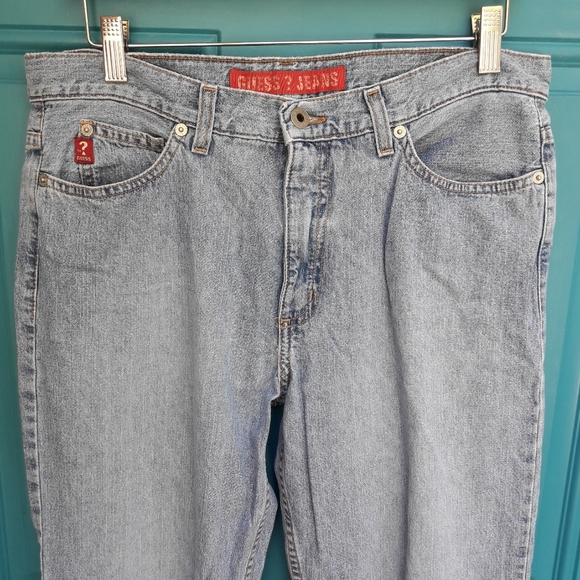 Guess Jeans Vintage Low Rise Bell Bottom Light Blue Denim Flared Leg VTG - Picture 6 of 15